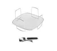 Grill Rack, 2 Pieces Stainless Steel Single-Layer Steamer Rack for Air Fryer and Oven, High Temperature Resistant Dehydration Rack with Clip for Efficient Cooking and Drying