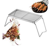 Grill Rack, Foldable Cooking Stand, Portable BBQ Grid, Silver, Compact Fire Pit Tool, for Outdoor Stove Griddle Yard Gathering Camping Backpacking Fishing Vegetables Chicken Use