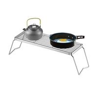 Grill Rack, Foldable Cooking Stand, Portable BBQ Grid, Silver, Compact Fire Pit Tool, for Outdoor Stove Griddle Yard Gathering Camping Backpacking Fishing Vegetables Chicken Use