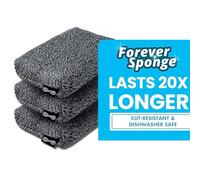Grill Rescue Heavy Duty Kitchen Sponge - Lasts 20x Longer, Scratch-Free, Safe for Non-Stick Cookware - Cut Resistant, Versatile Household, Bathroom & Outdoor Cleaning Supplies (3, Grey)