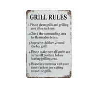Grill Rules Metal Tin Sign,BBQ Rules Funny Rules Tin Signs Supervise Children Around The Hot Grill Tin Painting Home Bar Kitchen Coffee Man Cave Garage Wall Decor Art Tin Sign 8x12 Inch