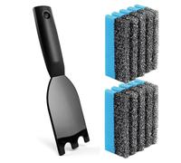 Grill Scraper, BBQ Scraper for Grill with 2Pcs Sponge, Griddle Spatula, Plastic Heat-Resistant Grill Spatula with Grooves for Outdoor Barbecue and Indoor Cooking