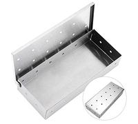 Grill Smoker Box, BBQ Smoker Box for Wood Chips Smoking Box with Holes in Lid, Smoke Box Portable BBQ Smoke Generator Fish Meat Stainless Steel Smoker Box for Charcoal Smoker Grill/Gas Barbecue Grill