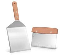 Grill Spatula and Griddle Scraper, Stainless Steel Heavy Duty Hamburger Turner with Cutting Edges, Flat Top Griddle Pancake Flipper (2 Pcs)