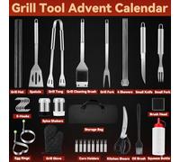 Grill Tool Advent Calendar 2025 Adults Men, 24 Day Countdown to Christmas Calendar with Stainless-Steel Grilling Accessories Christmas Grilling Gifts for Men Dad Him Husband Son