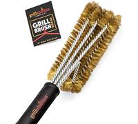 Grillaholics Essentials Brass Grill Brush - Softer Brass Bristle Wire Grill Brush for Safely Cleaning Porcelain and Ceramic Grates - Lifetime Manufacturer's Warranty