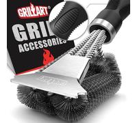 GRILLART Grill Brush and Scraper, Extra Strong BBQ Cleaner Accessories, Safe Wire Bristles Barbecue Triple Scrubbers Cleaning Brush for Gas/Charcoal Grilling Grates, Wizard Tool BR-8115