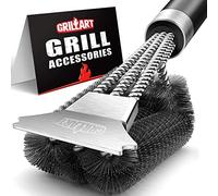 GRILLART Grill Brush and Scraper with Deluxe Handle, Safe Wire Grill Brush BBQ Cleaning Brush Grill Grate Cleaner for Gas Infrared Charcoal Porcelain Grills, BR-8529