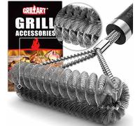 GRILLART Grill Brush Bristle Free & Wire Combined BBQ Brush - Safe & Efficient Grill Cleaning Brush- 17" Grill Cleaner Brush for Gas/Porcelain/Charbroil Grates - BBQ Accessories Gifts for Men
