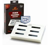 grillart® Original BBQ Smoker Box Made of 100% Stainless Steel / Smoker Box / Aroma Box / Grill Accessories for Gas Grill, Kettle Grill and Charcoal Grill / Dimensions 21 x 13 x 3.5 cm
