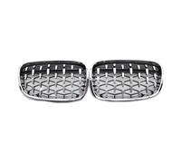 Grille Chrome Black Diamond Kidney Grille Grill 1 Pair Outdoor Anti-resistance Parts for BMW 1 Series F20 F21 2011-2014 Front Net(Silver)