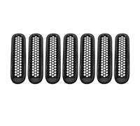 Grille Front Car For Jeep For Wrangler JK 2007-2015 7PCS Front Car Grills 2 Door & Unlimited 4 Mesh Clip-in Inserts Grille Guard(Shiny black 7pcs)