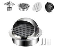 Grille Vent Cover Screen100mm 150mm 160mm 180mm Stainless Steel Wall Ventilation Grille Louvered Soffit Air Vents for Kitchen Bathroom Ceiling(Hemispherical Silver,170mm)