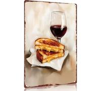 Grilled Cheese and Red Wine Bar Cart Sign Cute Quirky Whimsical Cocktail Poster Bar Cart Tin Sign For Home Bedroom Dorm wall Decor 12x8inch