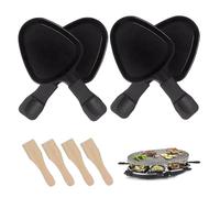 Grilled Cheese Pan, 4PCS Non Stick Triangular Raclette Cheese Melter with 4PCS Wooden Spatula, Grill Pan for Home Kitchen Camping