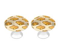 Grilled Cheese Sandwich Breakfast Funny Cabinet Knobs 2 Pack Round Drawer Dresser Pulls Door Handles Knobs for Door Wardrobe