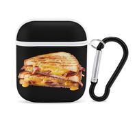 Grilled Cheese Sandwich Funny Case Cover Compatible for AirPods 1 & 2 Earbuds Protective Hard Cover with Keychain
