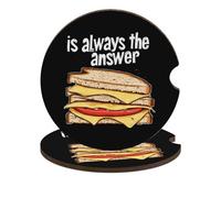 Grilled Cheese Sandwich Is The Answer Car Cup Holders Coasters 2PCS
