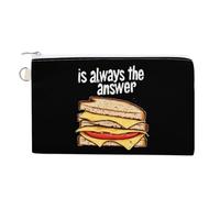 Grilled Cheese Sandwich is The Answer Small Canvas Coin Purse Change Zippered Pouch Wallet Organizer Bags 7.4 X 4.6 Inch