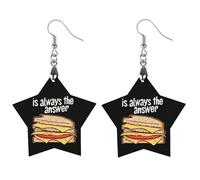 Grilled Cheese Sandwich Is The Answer Women's Wooden Earring Star Dangle Earrings Pendant Jewelry