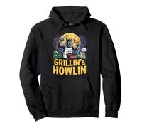 Grillin' and Howlin' Halloween BBQ Party Werewolf Pullover Hoodie