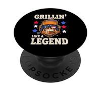 Grillin' Like a Legend BBQ Gorilla 4th of July Kebab PopSockets Adhesive PopGrip