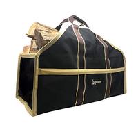 Grillinator Ultimate Firewood Log Carrier: Back Saving Design with Ultra Premium Canvas (Black)