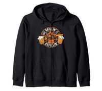 Grilling Chilling Refilling Funny BBQ Barbecue Smoke Meat Zip Hoodie