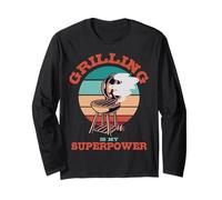 Grilling is My Superpower Chef Vintage Grilling Master BBQ Long Sleeve T-Shirt