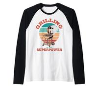 Grilling is My Superpower Chef Vintage Grilling Master BBQ Raglan Baseball Tee
