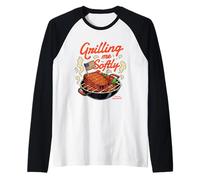 Grilling Me Softly Patriotic American BBQ Raglan Baseball Tee