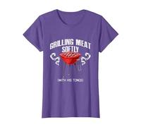 Grilling Meat Softly with His Tongs Funny BBQ Griller Lovers T-Shirt, Women, Purple Heather, 3X-Large