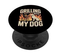 Grilling With My Dog Funny BBQ Cookout Lover PopSockets Adhesive PopGrip