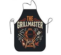 Grillmaster Apron for Cooking, Vintage Bbq Black Apron with Grill Tools Design, Summer Outdoor Cooking Chef for Men