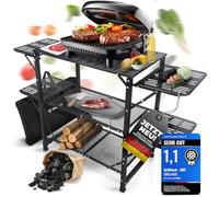 GRILLMATE Outdoor Weatherproof Foldable Barbecue Side Table, Table for Barbecue, Balcony, Camping, Garden, Camping Kitchen Foldable Made of Aluminium, Rust-Resistant [50 kg Load Capacity] Includes
