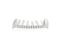 Grillz Tooth Cap Grills for Your Teeth Star Diamond Grillz Teeth for Men Gold Teeth 2pcs Silver+14K Gold Plated Iced Single Grillz for Women Rapper Costume, One Size, brass, No Gemstone