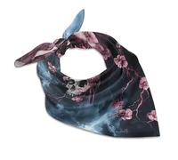 Grim Blossoming Fashion Women Head Scarf Satin Silk Like Hair Square Scarves Multifunctional Kerchief Gift for Handbag Accessories 25"x25"