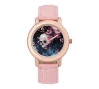 Grim Blossoming Leather Fashion Women Watch Simplicity Round Wristwatch Easy Reader Ladies Watches