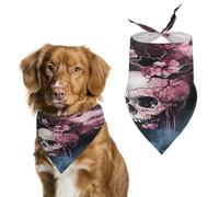 Grim Blossoming Triangle Dog Bandana Adjustable Pet Bibs Summer Washable Scarf for Small Medium Large Pets