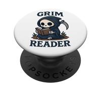 Grim Reader | Funny Dark Humor Read Book & Library Lovers PopSockets Adhesive PopGrip