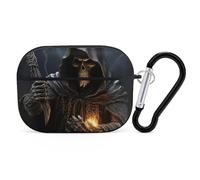 Grim Reaper AirPods Pro Case Cover with Keychain Ring PC Hard Shell Protective Case for AirPods Pro 2nd for Women Men Generation Easy Open Full Drop Protection Cover Black-Style