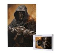 Grim Reaper And Red Rose Skull Black Personalised 1000 Piece Wooden Jigsaw Puzzle For Adults, Custom Portrait Picture