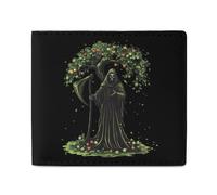 Grim Reaper and Tree Life and Death Bifold Wallet Front Pocket with Money and Credit Card Holder for Men Women