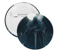 Grim Reaper Angel Unisex Novelty Brooches & Pins Round Tinplate Lapel Badge for Clothing Shawl Hat