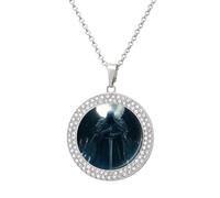 Grim Reaper Angel Women's Necklaces Lightweight Round Alloy Pendant Diamond Necklace Ladies Jewelry Gift Silver-style