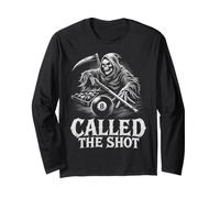 Grim Reaper Billiards Called The Shot 8 Ball Pool Skeleton Long Sleeve T-Shirt