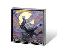 Grim Reaper Black And White Checkered Funny Lapel Pins Square Brooch Tie Suit Dress Accessories for Men Women Wedding Birthday