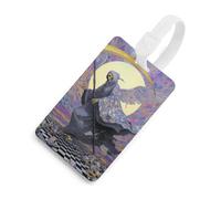Grim Reaper Black and White Checkered Printed Luggage Tag Identifiers Travel Bag Tags with Name ID Label for Suitcase Backpack