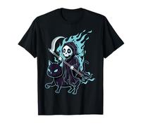 Grim Reaper Black Cat Demonic Evil Devil Occult Satanic T-Shirt