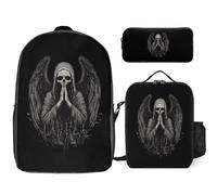Grim Reaper Bless 3-Piece Casual Backpack with Lunch Box And Pencil Case Funny Rucksack Set for Travel Work